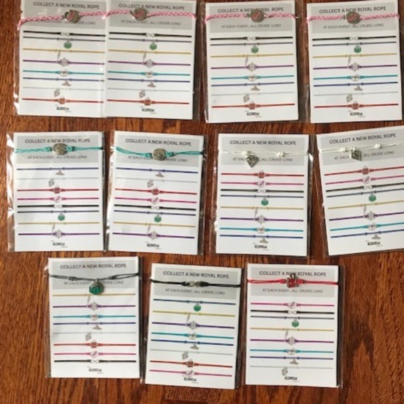 LOT Of 11 EFFY ROYAL CARIBBEAN CRUISE SHIP ROPE CHARM BRACELETS NEW IN PACKAGE - Picture 1 of 4